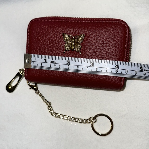 💖New List Imeetu burgundy wallet, card & coin holder, butterfly monogram &chain - Picture 7 of 8